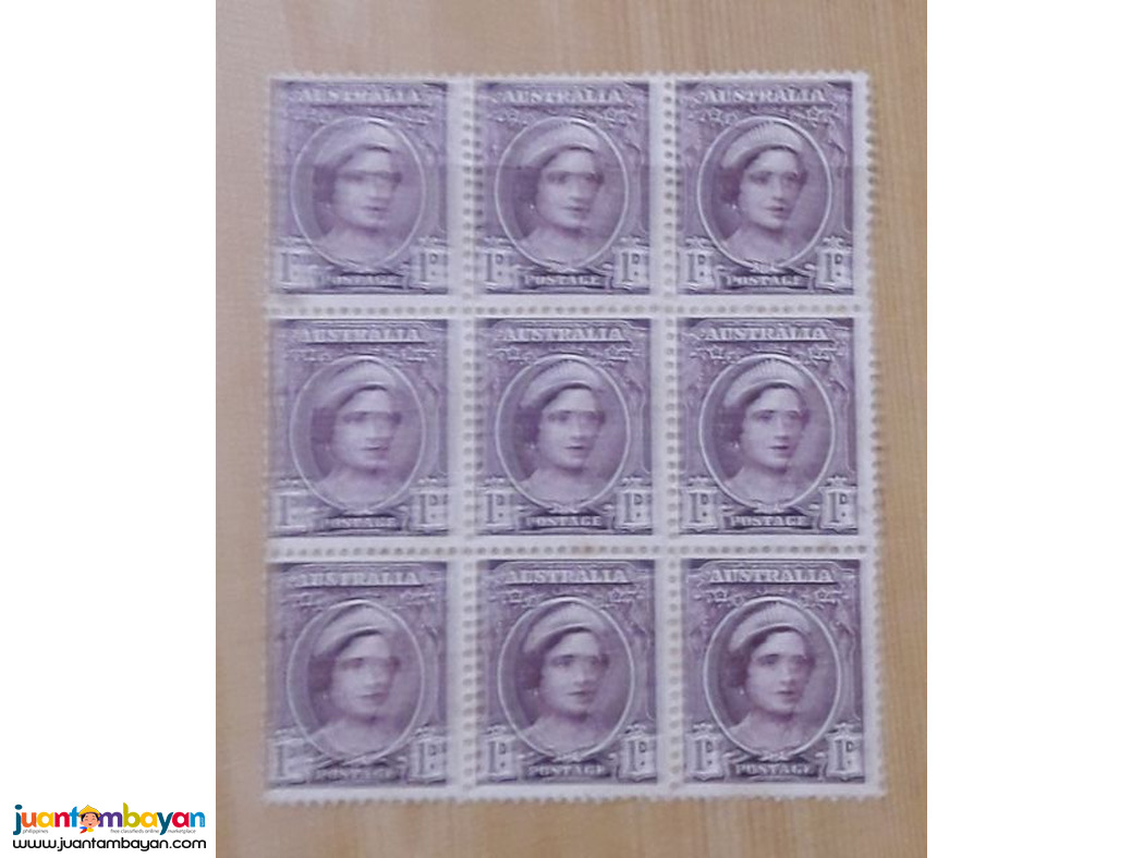 Australia Queen EIizabeth I 1d block of 9 Stamps Mint RARE !!!
