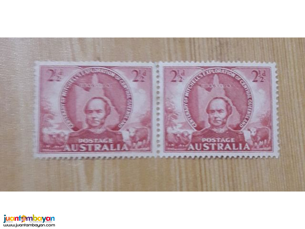 Australia 2 1/2 d Mitchell 2 Joined Stamps Mint.