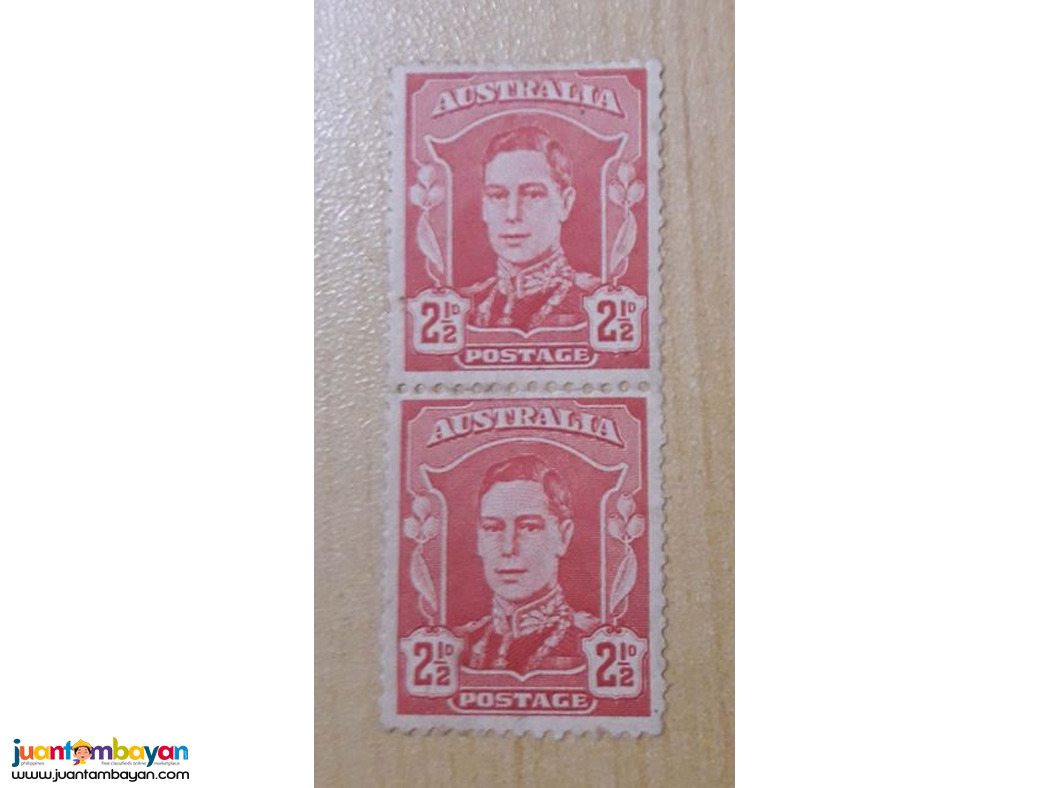 Australian King George VI Red 2 1/2 D Mint x2 Stamp pair RARE !!!