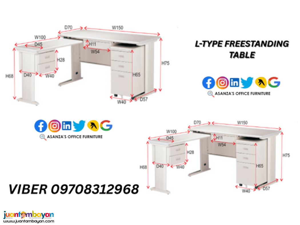 FREESTANDING EXECUTIVE L-TYPE TABLE