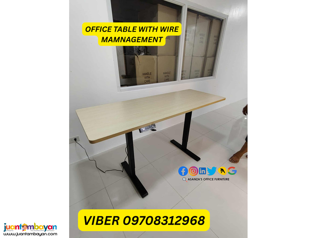 office table with wire management