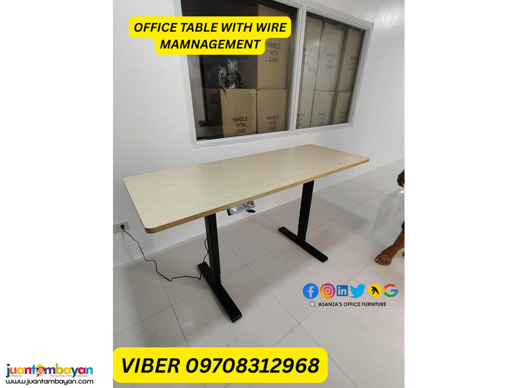 office table with wire management
