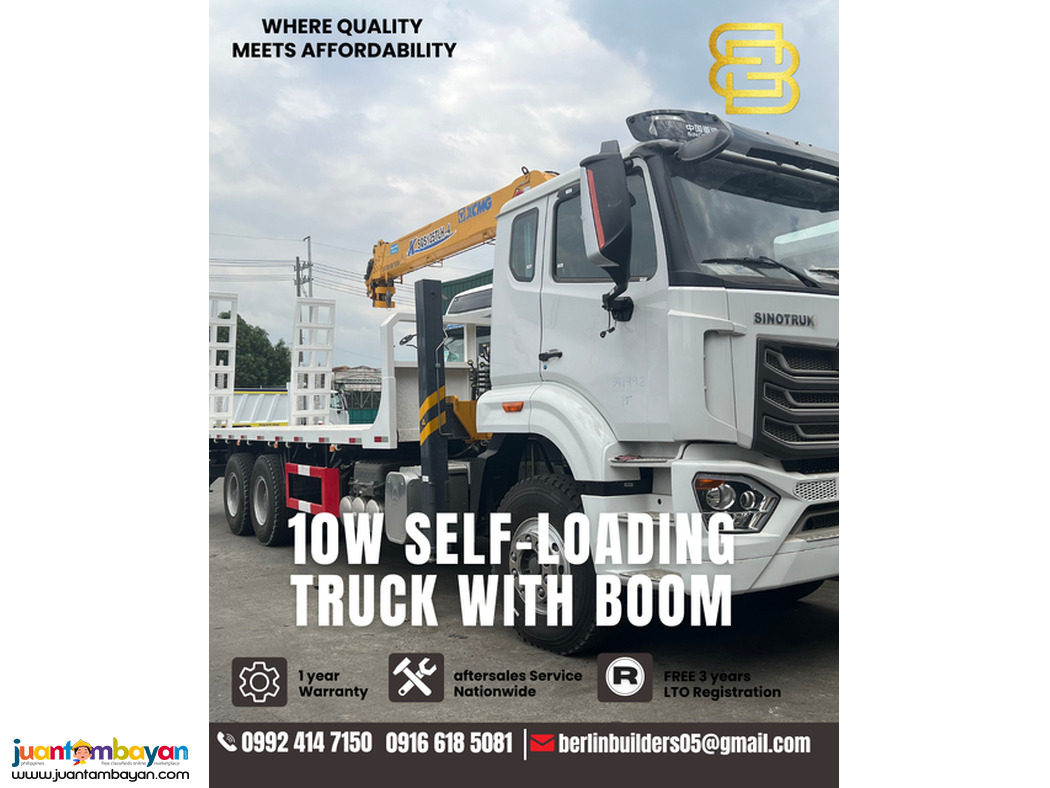 10-wheeler self loading truck with boom sinotruk howo