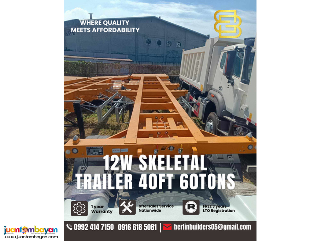 skeletal trailer 40ft 60 tons 