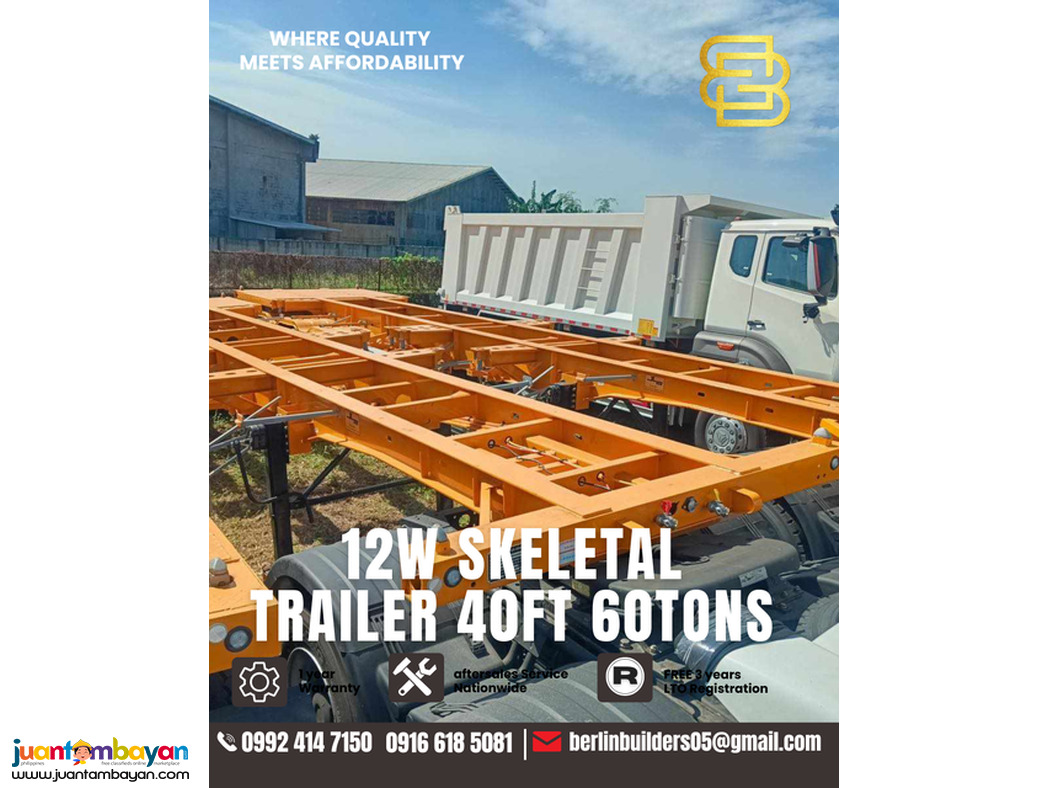 skeletal trailer 40ft 60 tons 