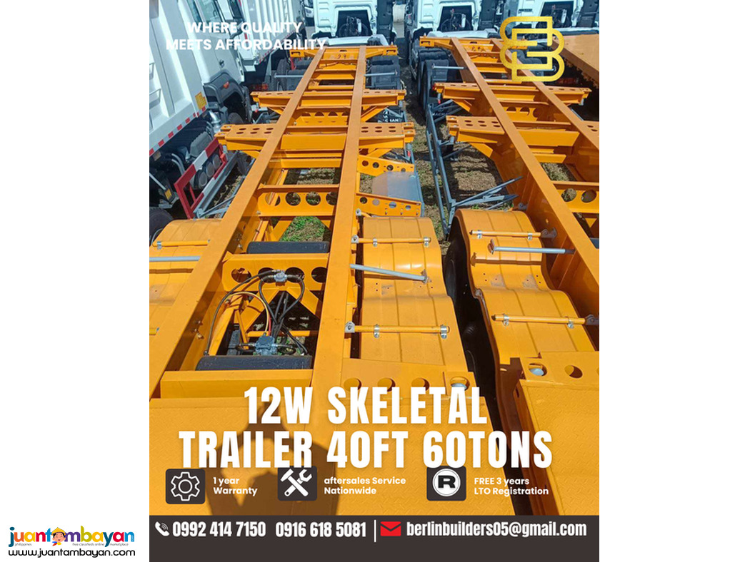 skeletal trailer 40ft 60 tons 