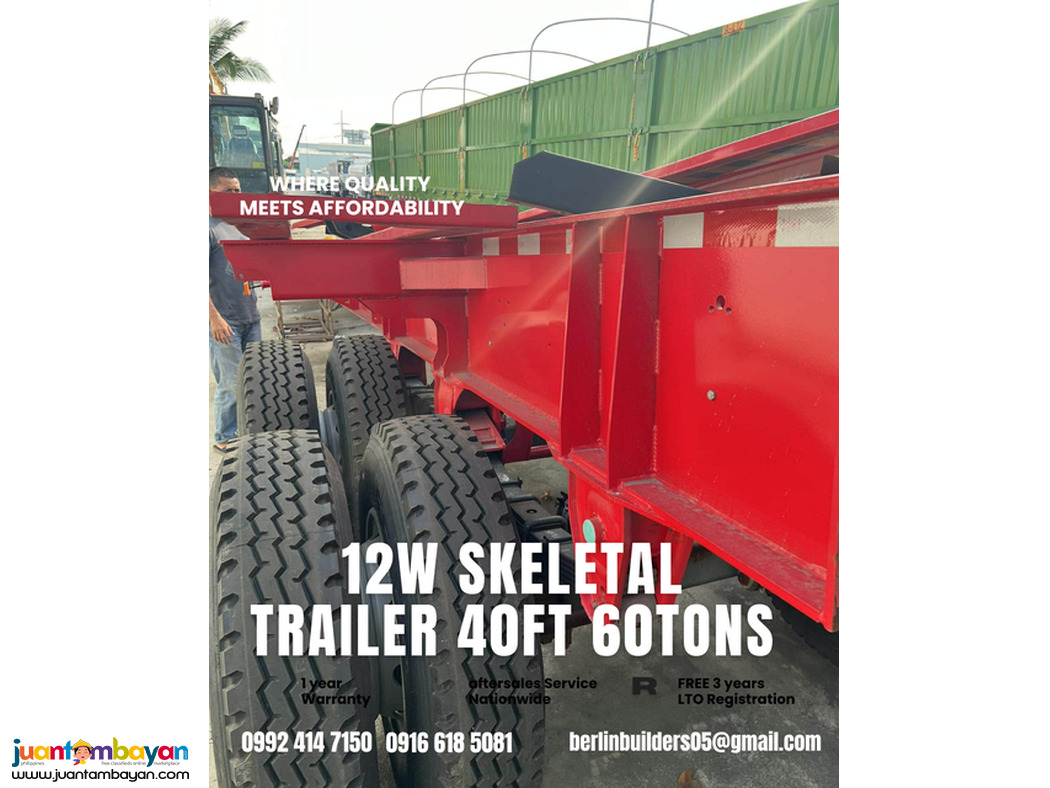skeletal trailer 40ft 60 tons 
