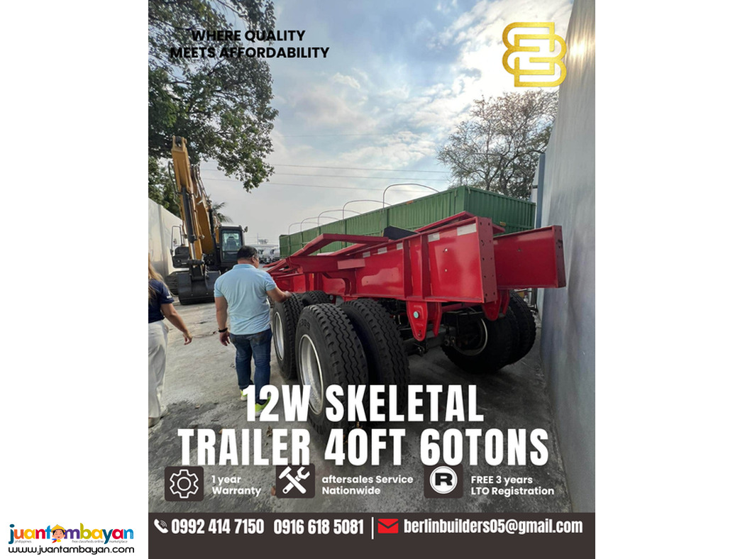 skeletal trailer 40ft 60 tons 