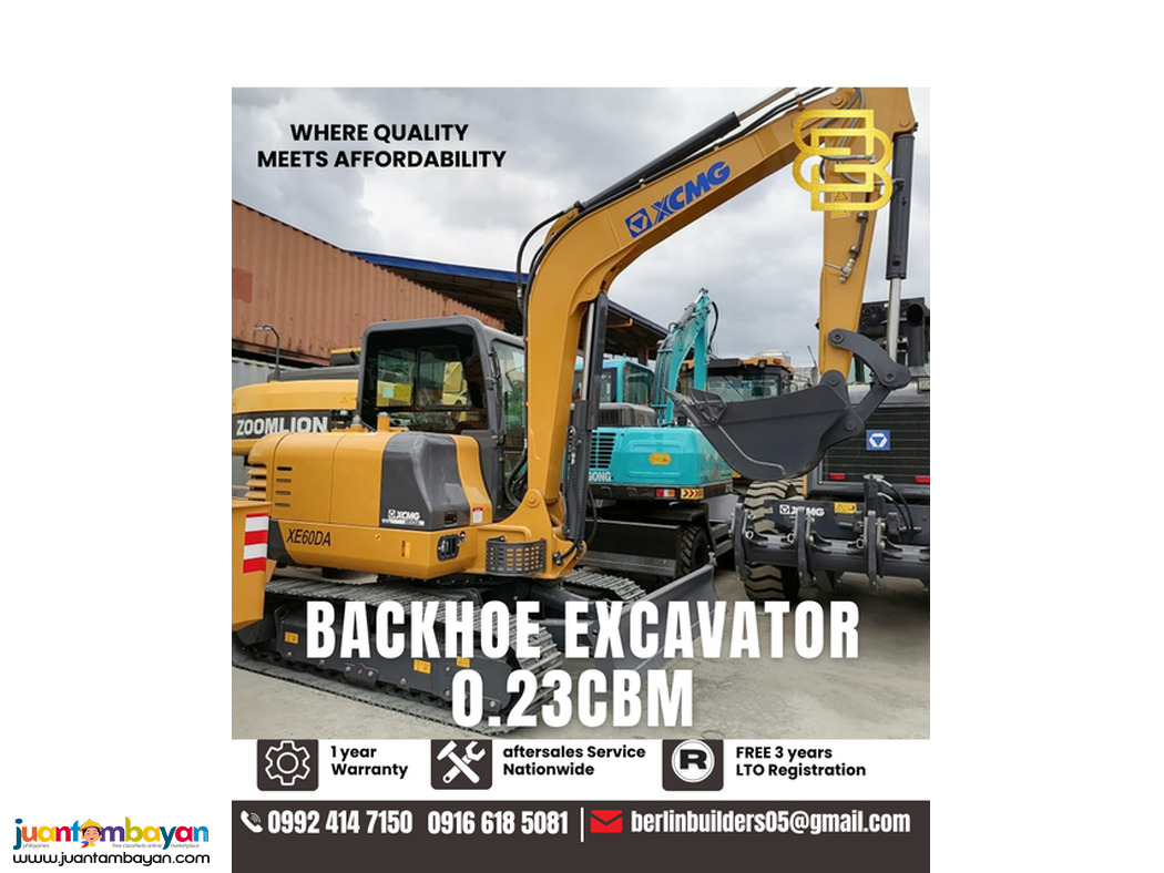 excavator backhoe xcmg xe60da 0.23cbm brand new 