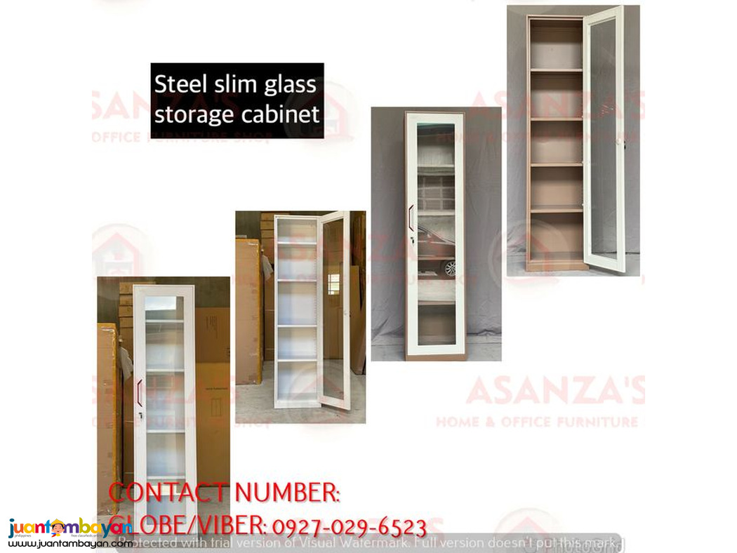 GLASS & SWING DOOR SLIM STEEL CABINET 