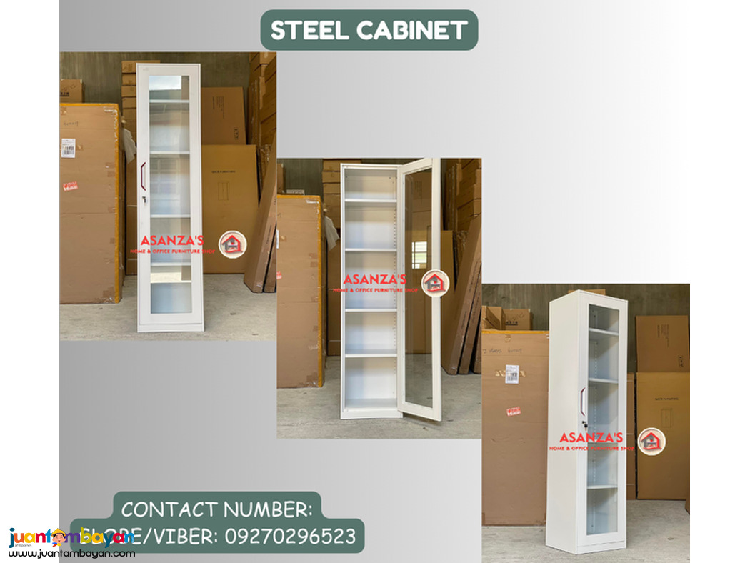 GLASS & SWING DOOR SLIM STEEL CABINET 