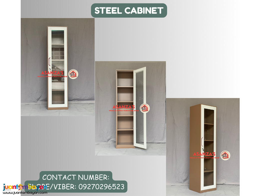 GLASS & SWING DOOR SLIM STEEL CABINET 