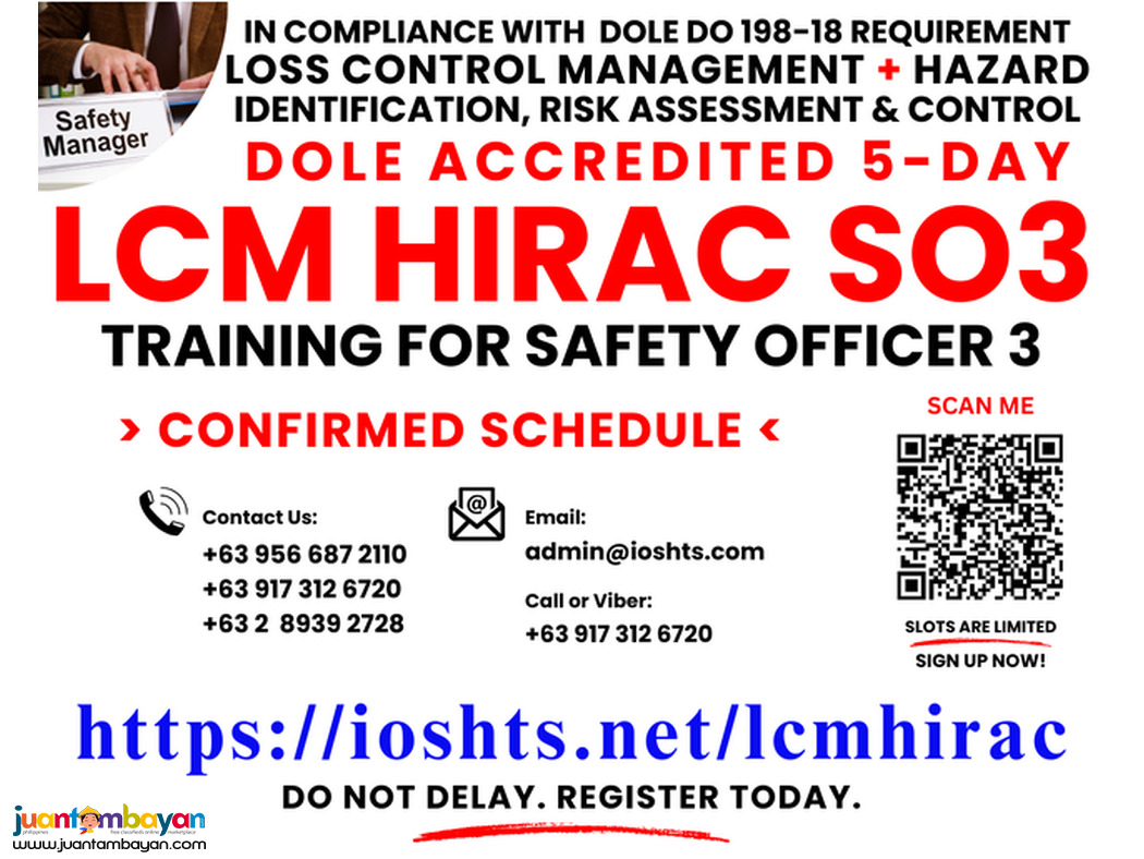 COSH Training BOSH Training First Aid DOLE Accredited PCAB AMO STE 