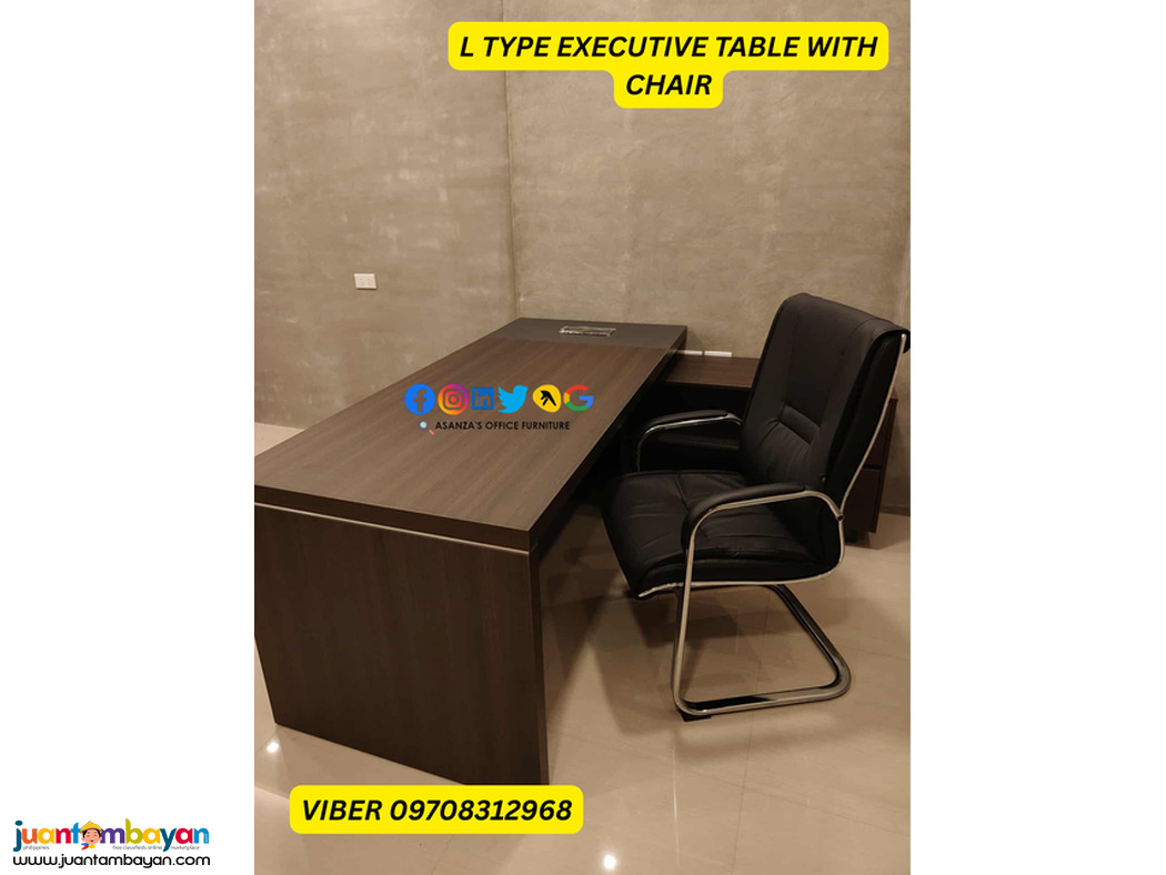 L TYPE EXECUTIVE TABLE WITH VISITOR CHAIR
