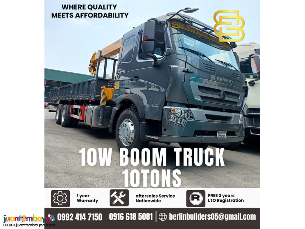 boom truck 10tons SINOTRUK HOWO T7 10WHEELER BRAND NEW FOR SALE