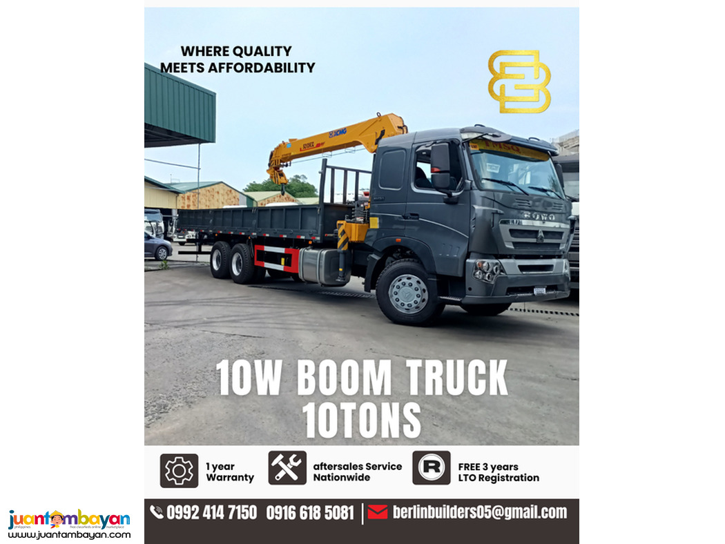 boom truck 10tons SINOTRUK HOWO T7 10WHEELER BRAND NEW FOR SALE