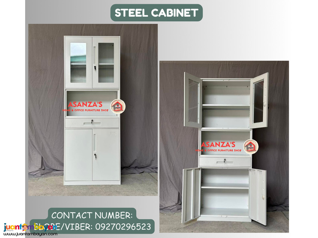 STEEL CABINET | HALF GLASS DOOR CABINET