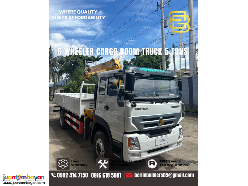6 WHEELER BOOM TRUCK 5TONS SINOTRUK HOWO