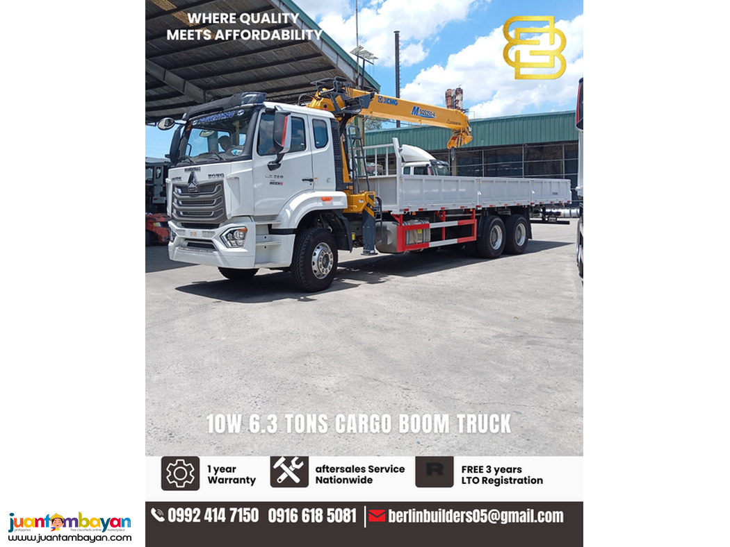 10 WHEELER 6.3TONS CARGO BOOM TRUCK SINOTRUK HOWO BRAND NEW FOR SALE