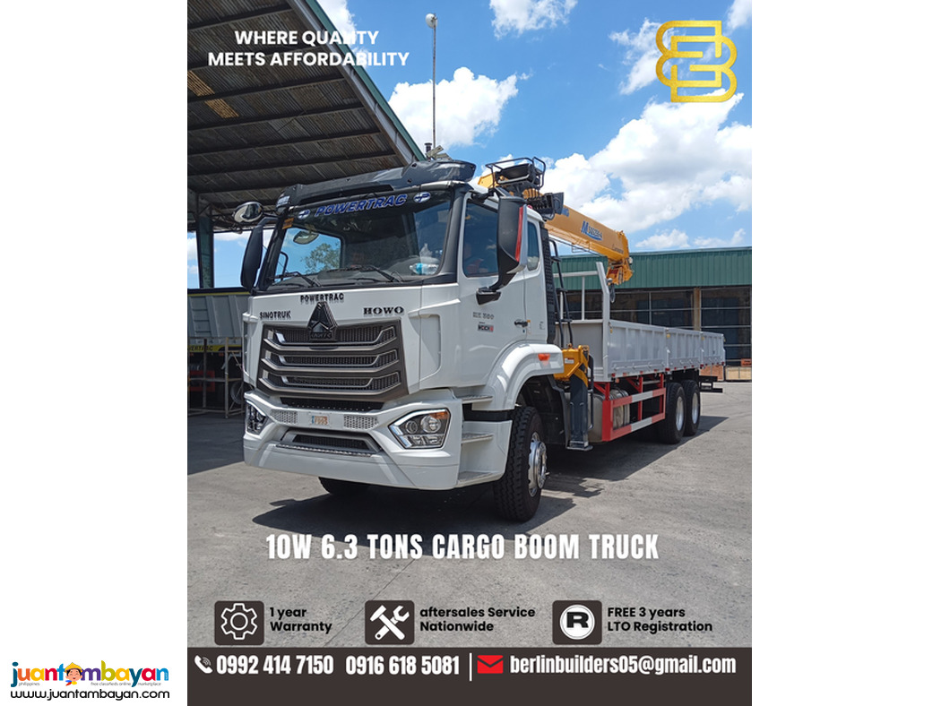 10 WHEELER 6.3TONS CARGO BOOM TRUCK SINOTRUK HOWO BRAND NEW FOR SALE