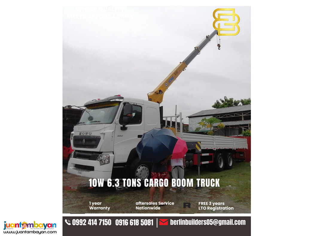 10 WHEELER 6.3TONS CARGO BOOM TRUCK SINOTRUK HOWO BRAND NEW FOR SALE