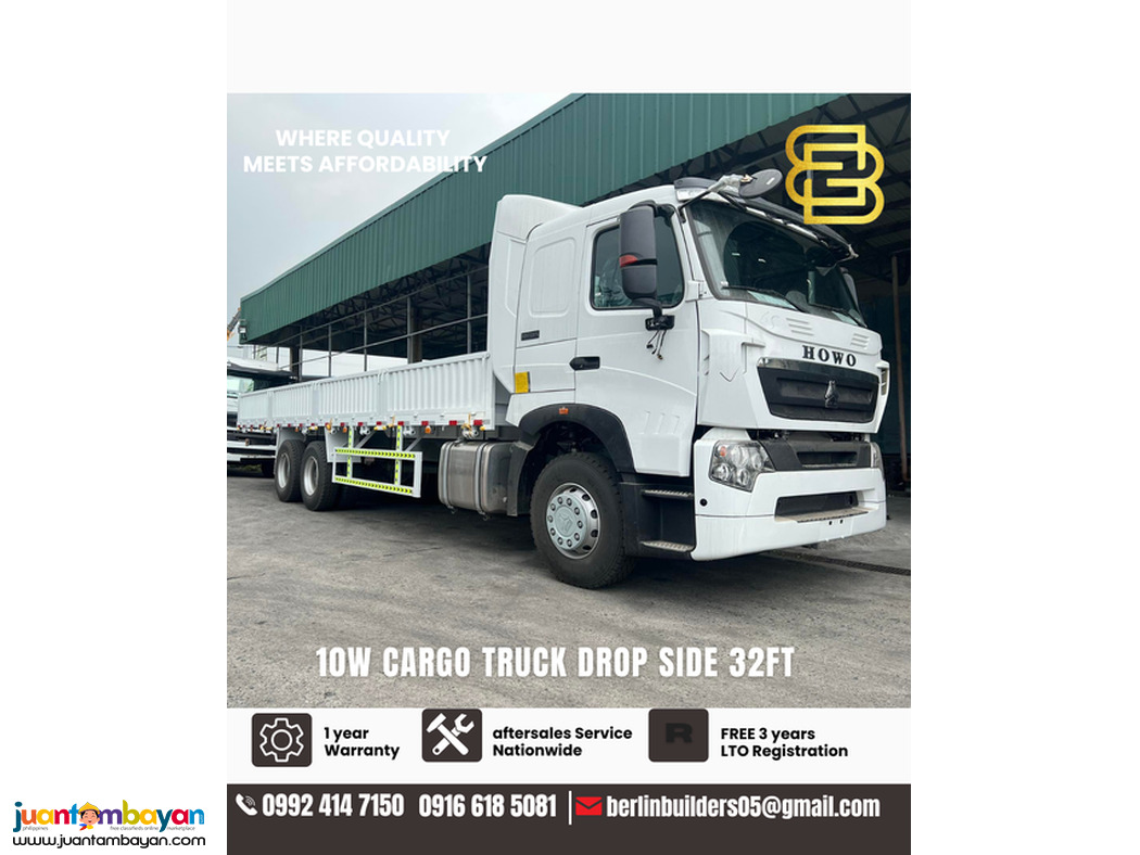 10 wheeler cargo truck drop side 32ft sinotruk howo brand new for sale