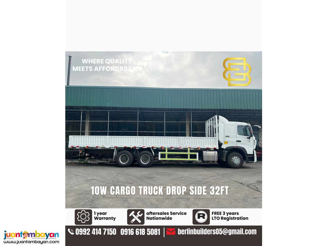 10 wheeler cargo truck drop side 32ft sinotruk howo brand new for sale