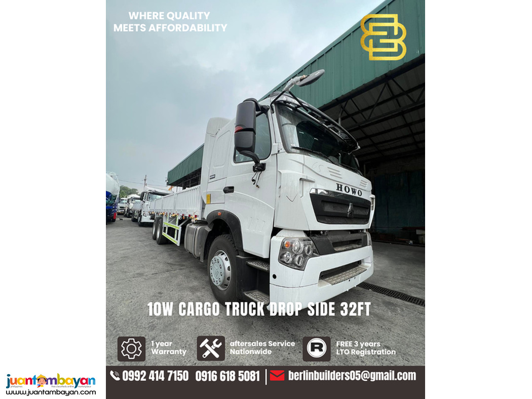 10 wheeler cargo truck drop side 32ft sinotruk howo brand new for sale
