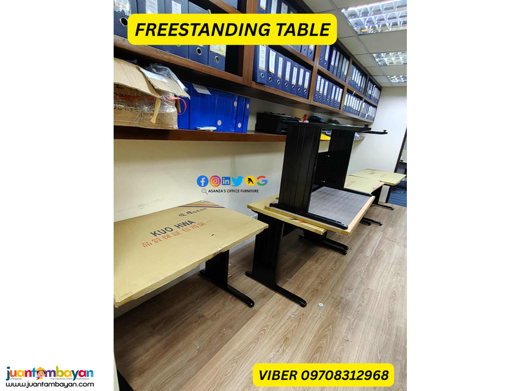 freestanding table with mobile pedestal