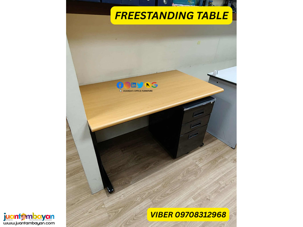 freestanding table with mobile pedestal