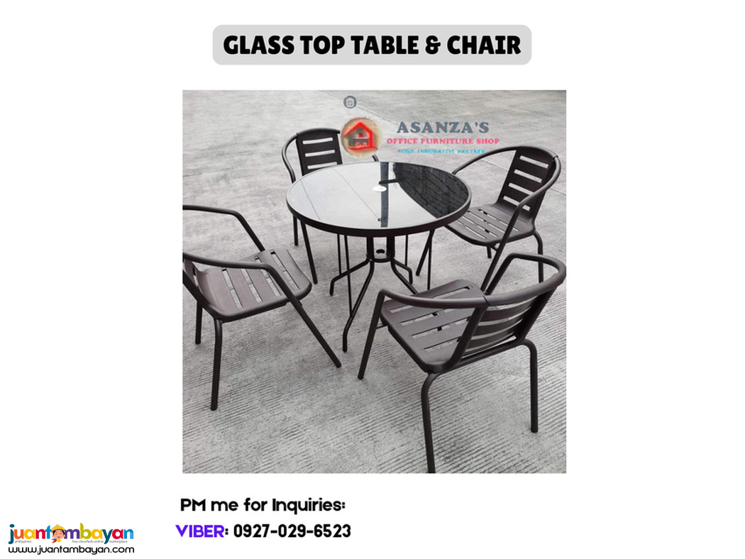 OUTDOOR GLASS TOP | OUTDOOOR CHAIR 