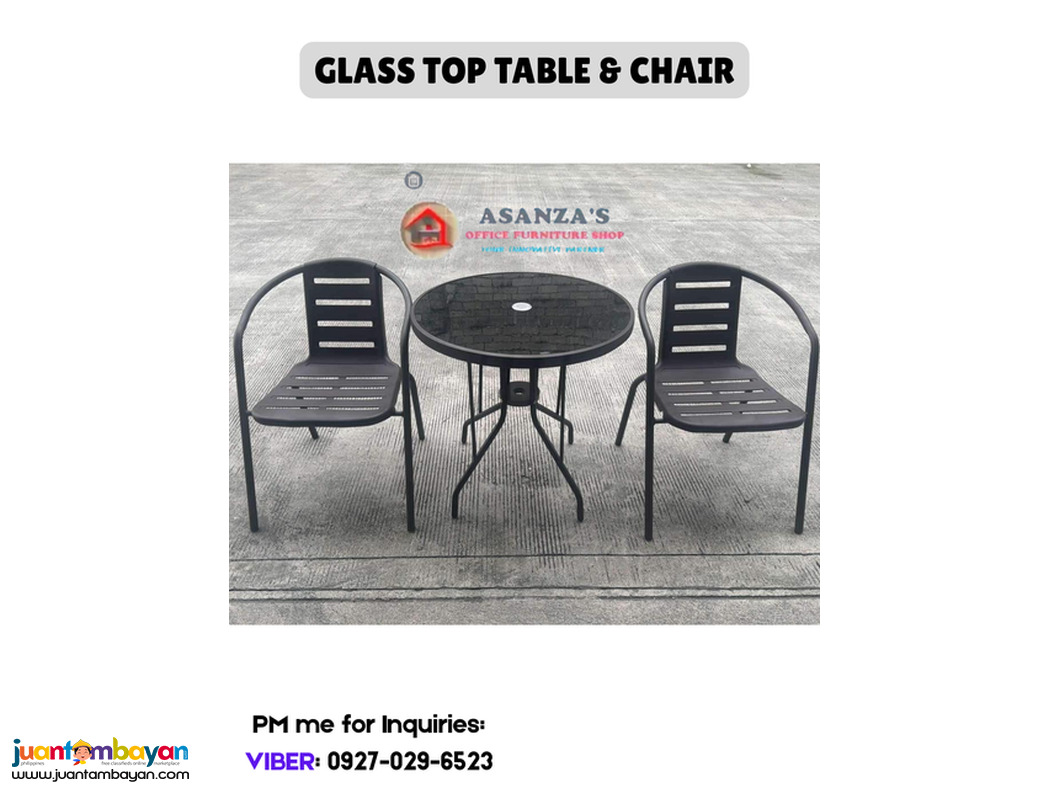 OUTDOOR GLASS TOP | OUTDOOOR CHAIR 