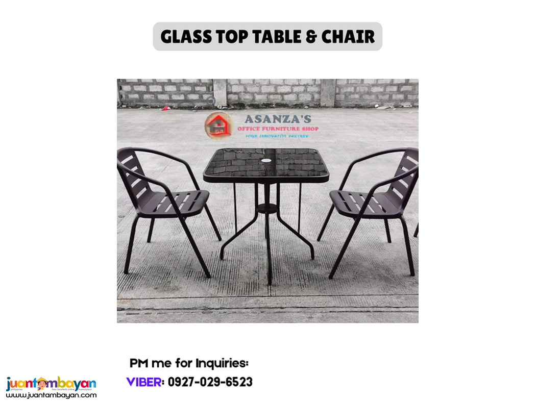 OUTDOOR GLASS TOP | OUTDOOOR CHAIR 