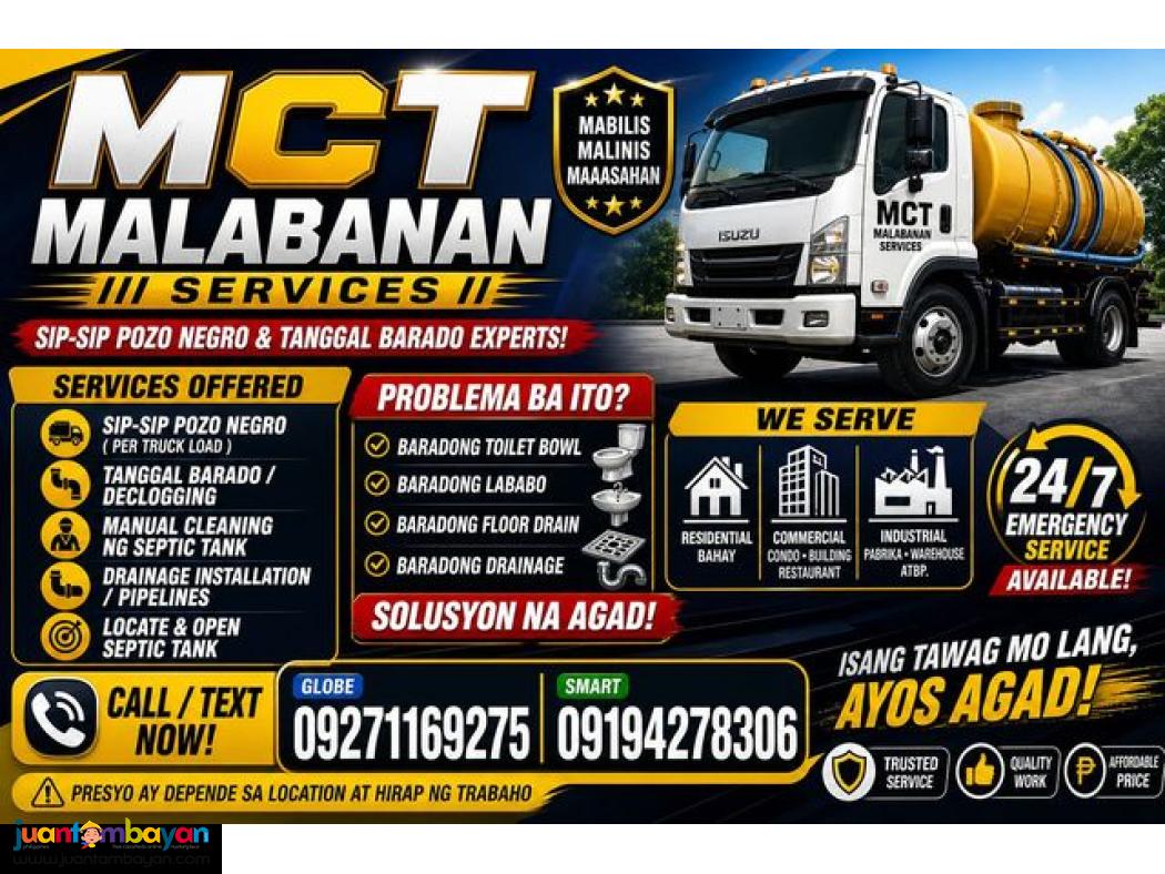 mct malabanan septic tank siphoning services