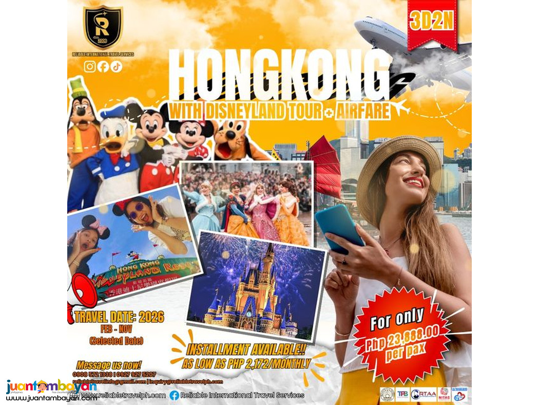 HONGKONG with disneyland tour + airfare