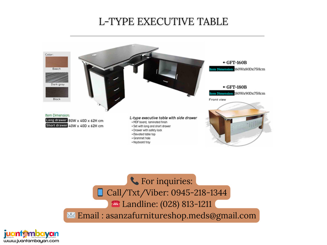 NEW PRODUCTS!! L-TYPE EXECUTIVE OFFICE TABLE 