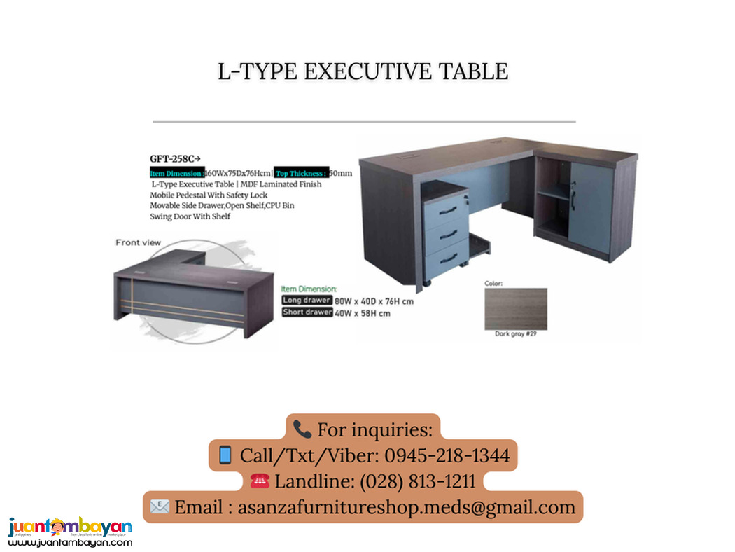 NEW PRODUCTS!! L-TYPE EXECUTIVE OFFICE TABLE 