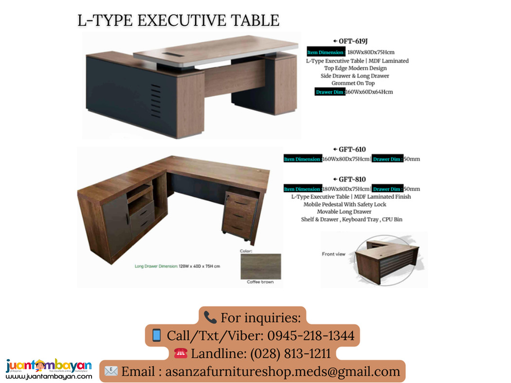 NEW PRODUCTS!! L-TYPE EXECUTIVE OFFICE TABLE 