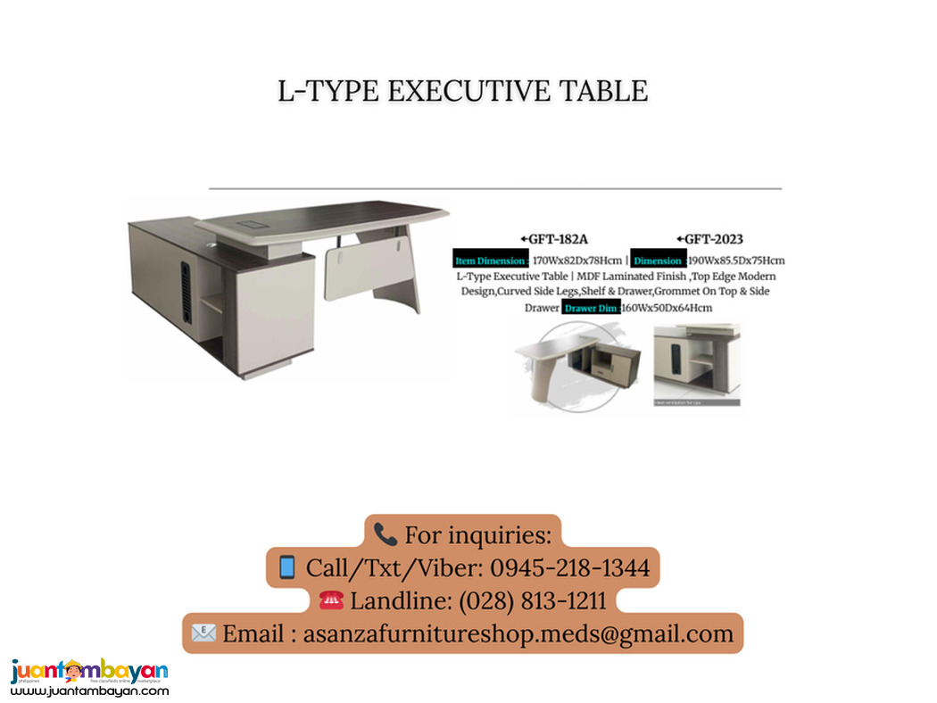 NEW PRODUCTS!! L-TYPE EXECUTIVE OFFICE TABLE 