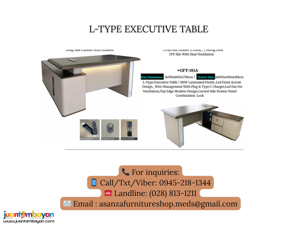 NEW PRODUCTS!! L-TYPE EXECUTIVE OFFICE TABLE 