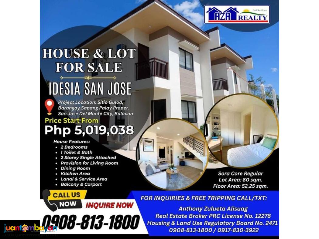 Idesia San Jose Sora 2BR Single Attached House And Lot For Sale