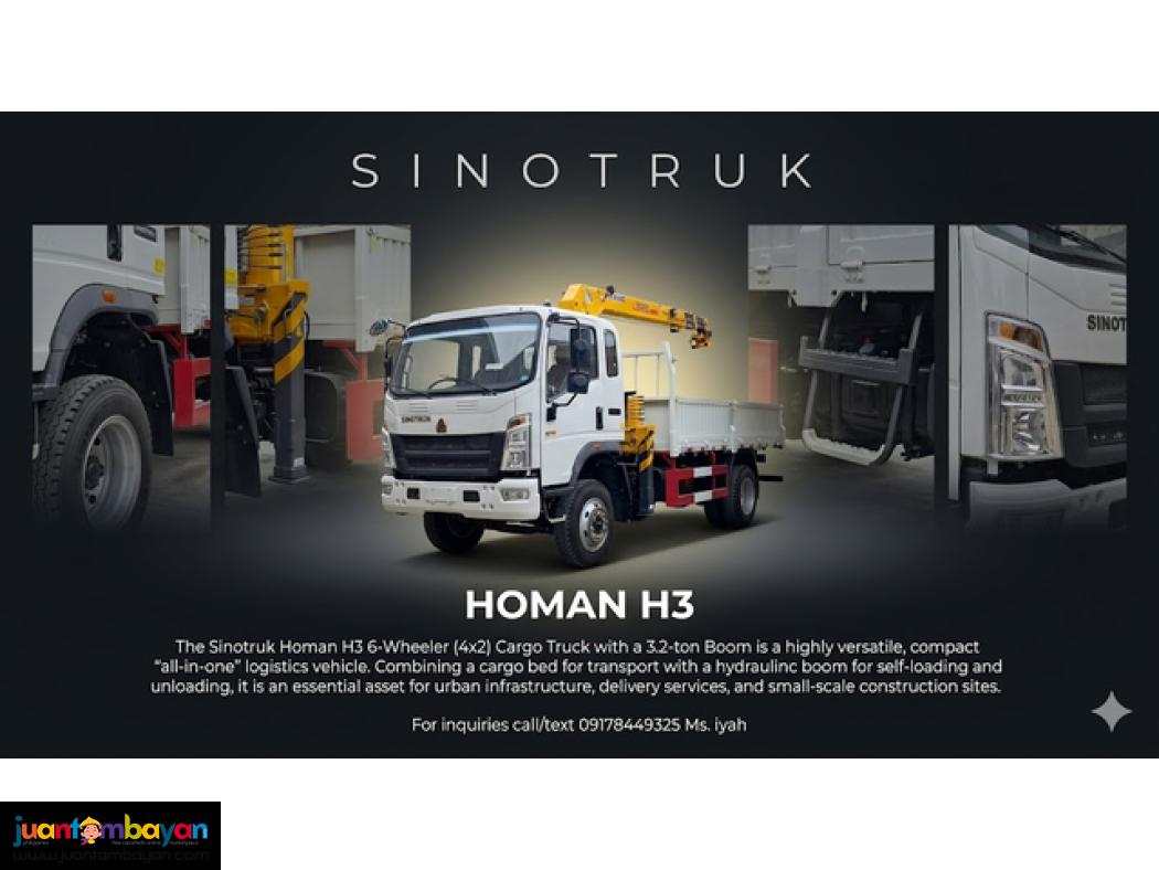 Sinotruk Homan H3 Boom Truck with 3.2 tons boom