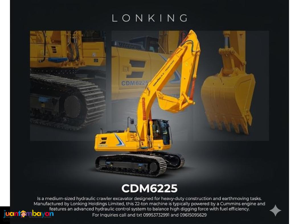 LONKING CDM6225 EXCAVATOR 1.1CBM CUMMINS ENGINE