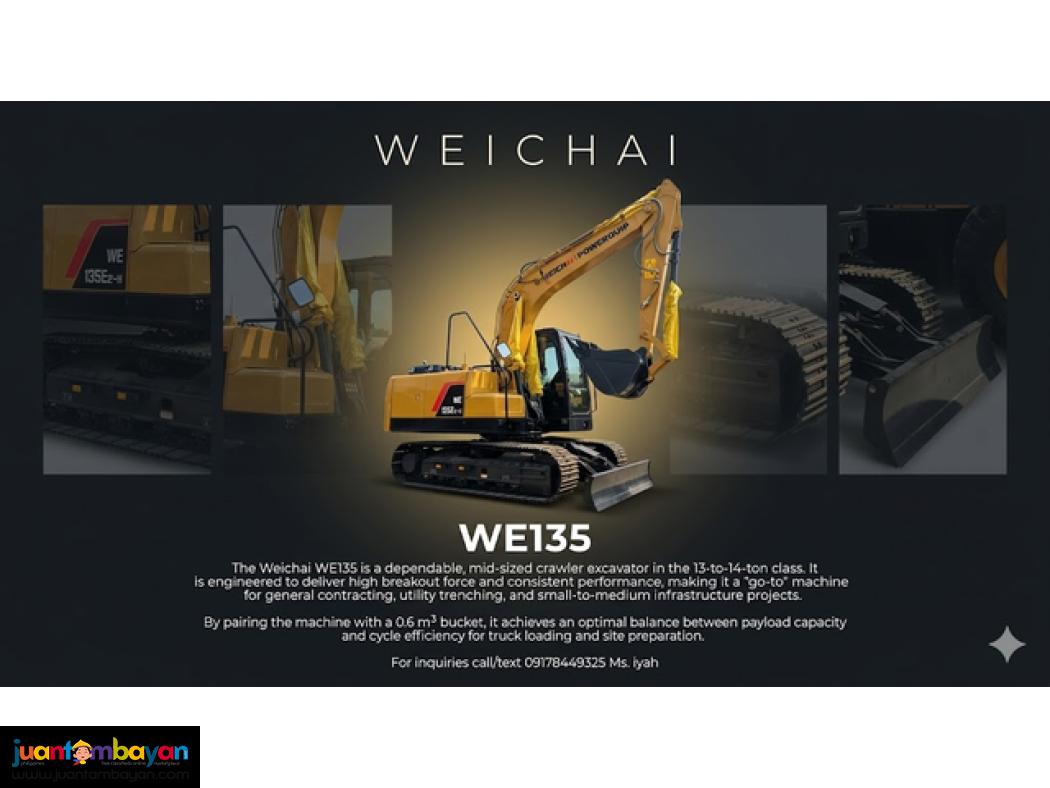 WEICHAI WE135 EXCAVATOR CRAWLER TYPE 0.6CBM, with front Dozer