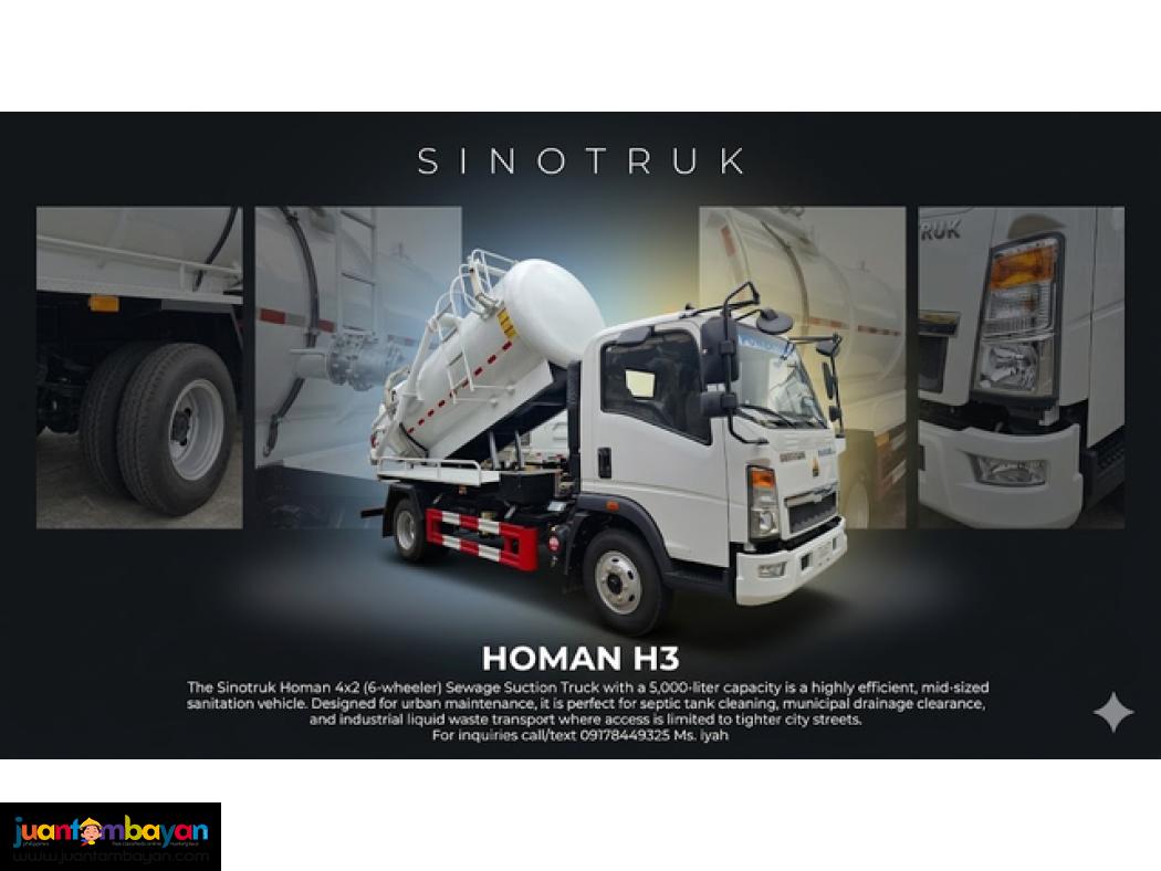 Brandnew Sinotruk Homan 4x2 Sewage Truck 5kl