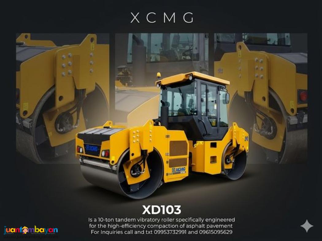 XCMG XD103 DOUBLE DRUM VIBRATORY ROLLER 10-TONS CUMMINS ENGINE