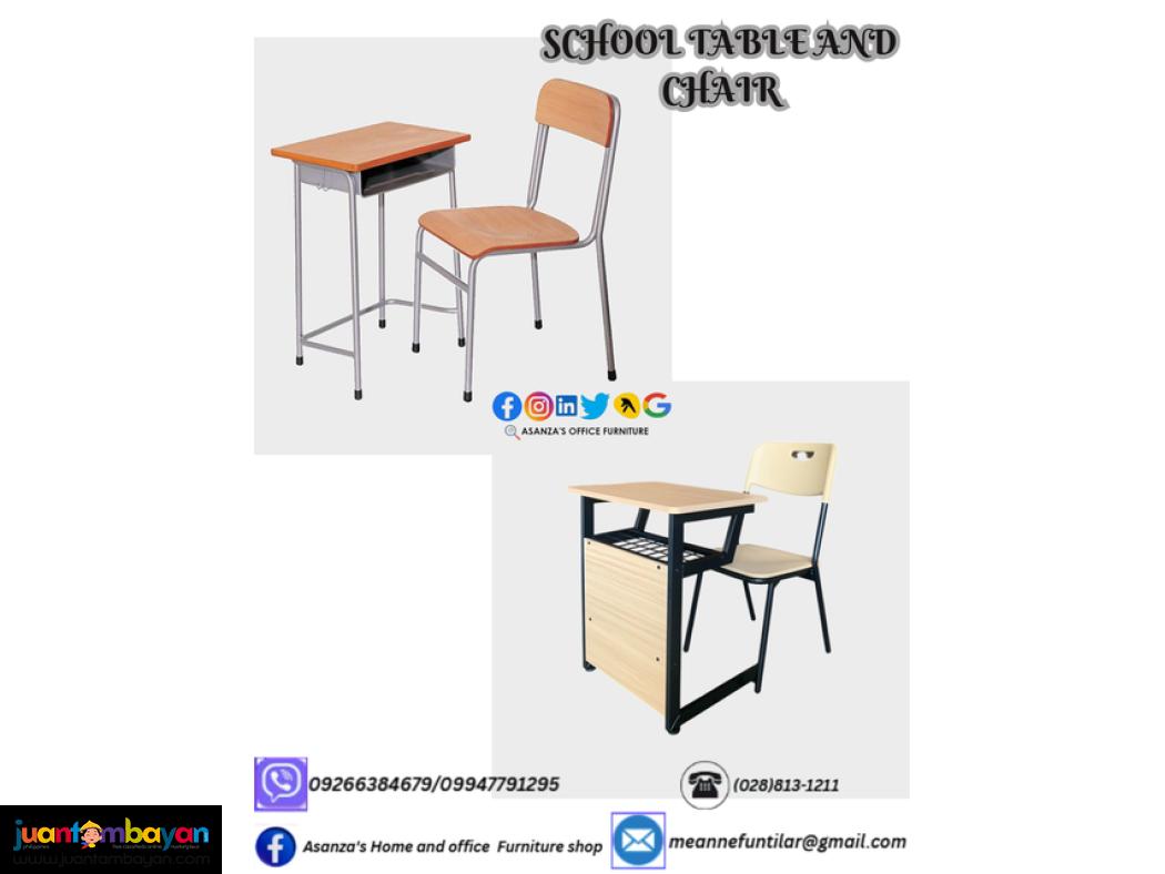WOODEN AND PLASTIC SCHOOL TABLES AND CHAIR