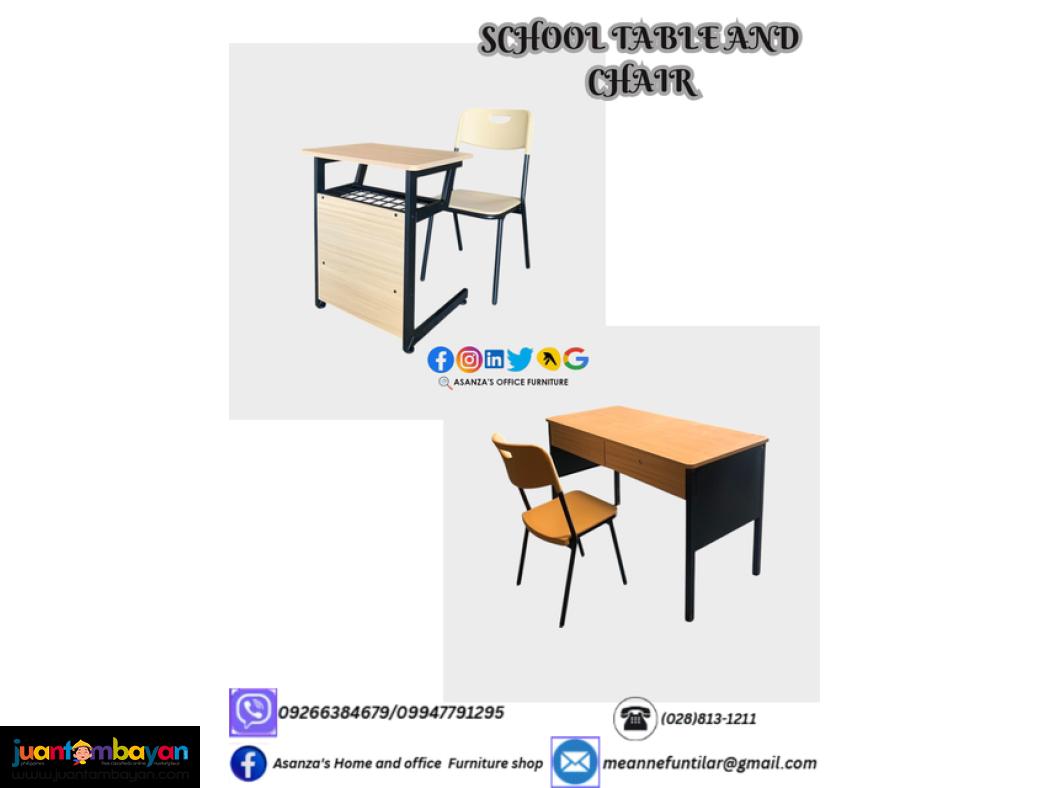 WOODEN AND PLASTIC SCHOOL TABLES AND CHAIR