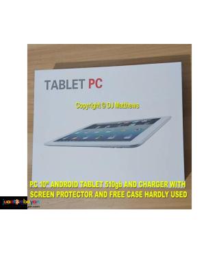 PC TABLET ANDROID TABLET AND CHARGER AND FREE SCREEN PROTECTOR 510gb