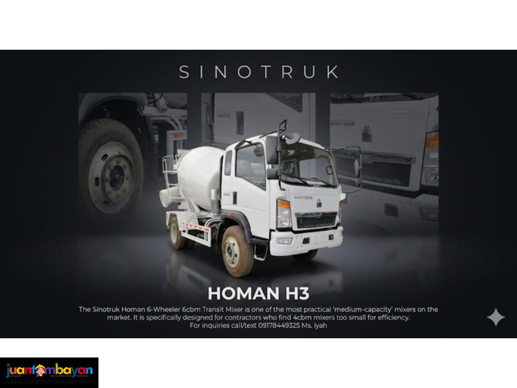 Sinotruk Homan 6 wheeler Transit Mixer 6cbm